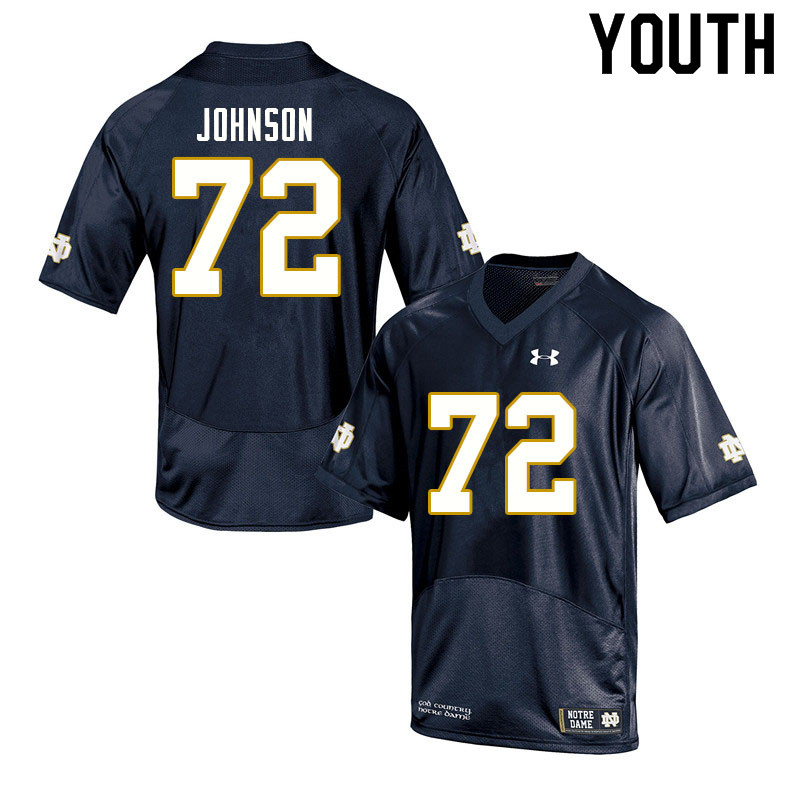 Youth NCAA Notre Dame Fighting Irish #72 Caleb Johnson Stitched College Under Armour Authentic Navy Football Jersey JE10I04YC